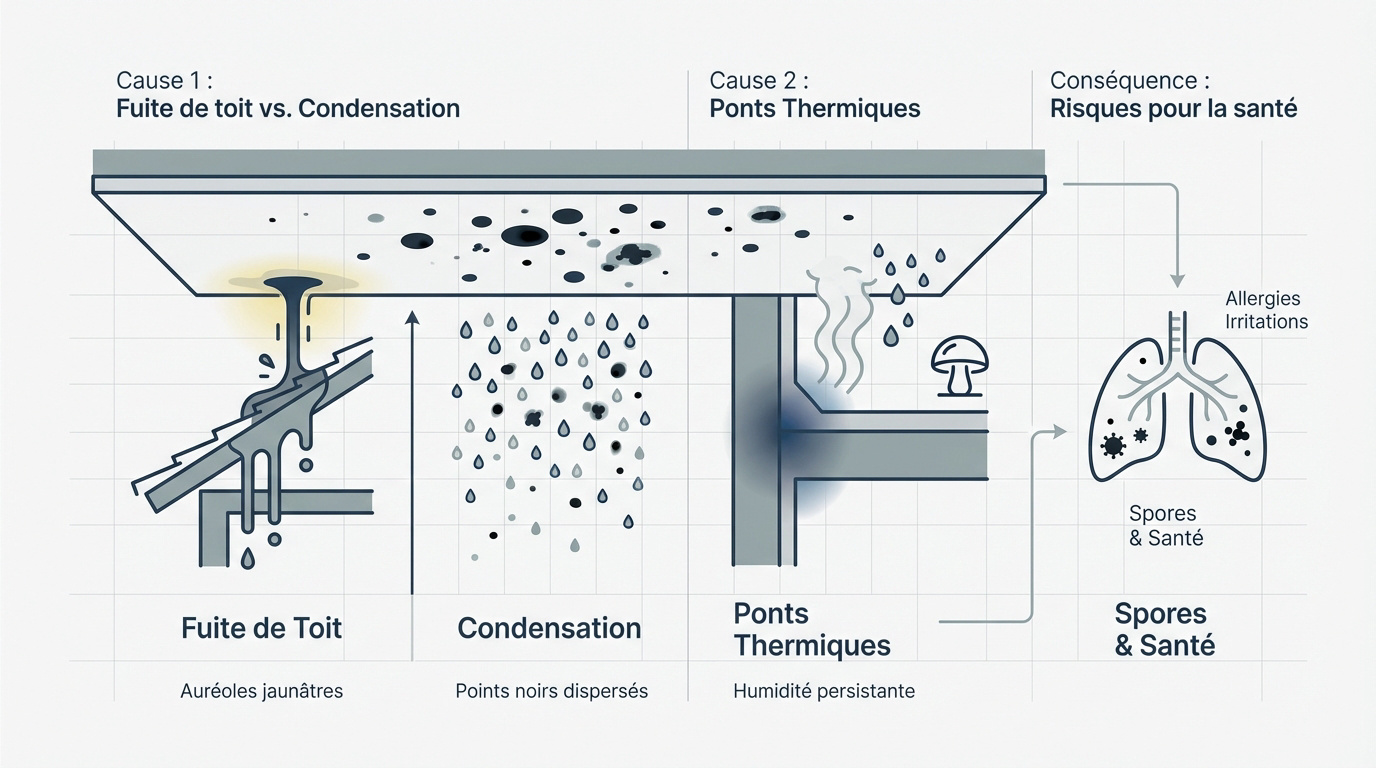Diagnostic des causes de moisissures au plafond